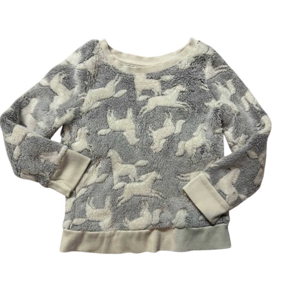 Kids Cozy Gray and Cream Fleece‎ Sweater